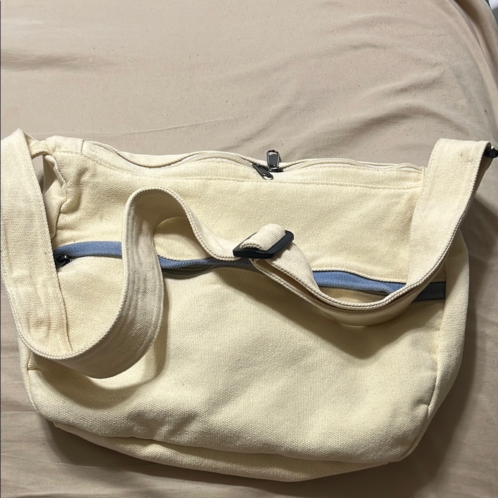 Cream Canvas Shoulder Bag